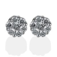 pre owned 18ct white gold diamond cluster stud earrings 4333150