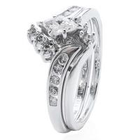 Pre-Owned 14ct White Gold Marquise Diamond Double Ring Set 4332821