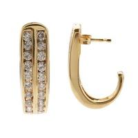 Pre-Owned 14ct Yellow Gold Two Row Diamond Set Stud Earrings 4333224