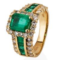pre owned 18ct yellow gold emerald and diamond ring 4332992