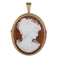 Pre-Owned 9ct Yellow Gold Cameo Brooch Pendant 4139118