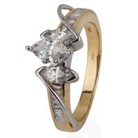 pre owned 14ct yellow gold marquise diamond three stone cluster ring 4 ...