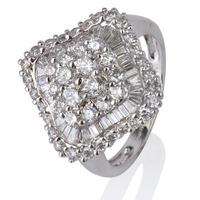 Pre-Owned 14ct White Gold Baguette and Brilliant Diamond Cluster Ring 4332694