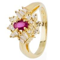 Pre-Owned 14ct Yellow Gold Ruby and Diamond Cluster Ring 4328104