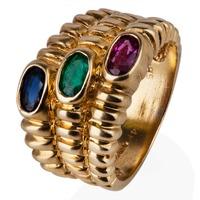 Pre-Owned 14ct Yellow Gold Multi Stone Three Row Ring 4309089