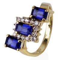 pre owned 14ct yellow gold lolite and diamond cluster ring 4332570