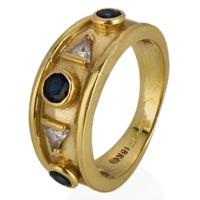Pre-Owned 18ct Yellow Gold Sapphire and Diamond Band Ring 4328200