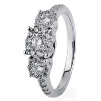 Pre-Owned 14ct White Gold Diamond Triple Cluster Ring 4328052