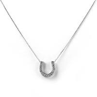 Pre-Owned 9ct White Gold Diamond Set Horseshoe Necklace 4314830