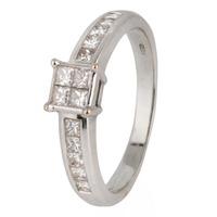 pre owned 18ct white gold princess cut diamond ring 4112203