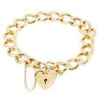Pre-Owned 9ct Yellow Gold Open Curb Chain and Padlock Bracelet 4128989