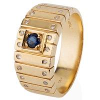 pre owned 14ct yellow gold sapphire and diamond band ring 4328124