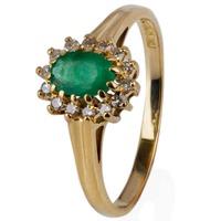 pre owned 18ct yellow gold emerald and diamond cluster ring 4111011