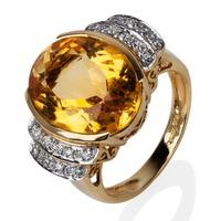 pre owned 14ct yellow gold citrine and diamond ring 4332047