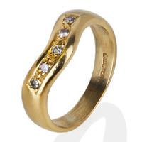 Pre-Owned 18ct Yellow Gold Diamond Set Half Wishbone Ring 4111012