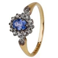 pre owned 9ct yellow gold purple sapphire and diamond cluster ring 414 ...