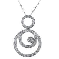 Pre-Owned 14ct White Gold Diamond Triple Ring Necklace 4314856