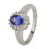 pre owned platinum tanzanite and diamond cluster ring 4332347