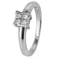 pre owned 18ct white gold princess cut diamond cluster ring 4111158