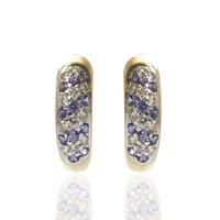 Pre-Owned 14ct Yellow Gold Diamond and Tanzanite Hoop Earrings 4317056