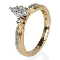 Pre-Owned 9ct Yellow Gold Marquise Shape Diamond Cluster Ring 4332523