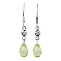 Pre-Owned 18ct White Gold Diamond and Peridot Dropper Earrings 4317760