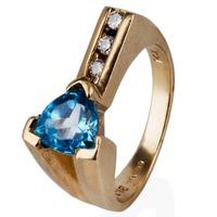 pre owned 14ct yellow gold blue topaz and diamond ring 4332862