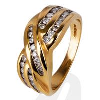 pre owned 18ct yellow gold diamond crossover ring 4148120