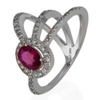 Pre-Owned 14ct White Gold Ruby and Diamond Ring 4328035