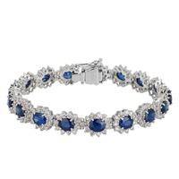 Pre-Owned 18ct White Gold Sapphire and Diamond Cluster Bracelet 4307740