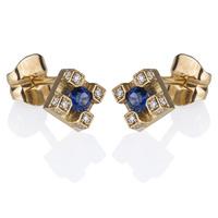 Pre-Owned 18ct Yellow Gold Sapphire and Diamond Stud Earrings 4333205