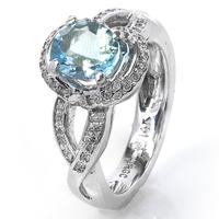 Pre-Owned 14ct White Gold Aquamarine and Diamond Cluster Ring 4329560