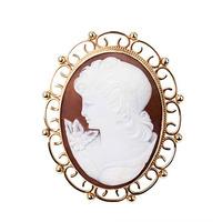 pre owned 9ct yellow gold cameo brooch 4113191