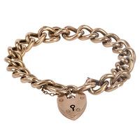Pre-Owned 9ct Rose Gold Curb Chain Padlock Bracelet 4128528
