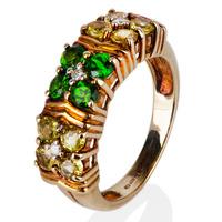 Pre-Owned 9ct Yellow Gold Peridot Diopside and Diamond Ring 4111055