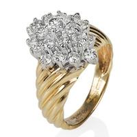 Pre-Owned 9ct Yellow Gold Marquise Shape Diamond Cluster Ring 4332488