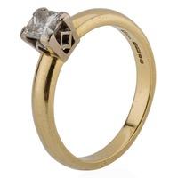 pre owned 18ct yellow gold princess cut diamond solitaire ring 4112243