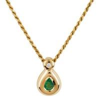 Pre-Owned 18ct Yellow Gold Emerald and Diamond Pendant Necklace 4156445