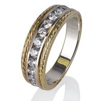 pre owned 14ct yellow gold mens cubic zirconia band ring 4309016