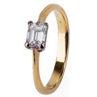 pre owned 18ct yellow gold emerald cut diamond solitaire ring 4112064