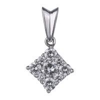 Pre-Owned 14ct White Gold Square Shaped Diamond Cluster Pendant 4314007