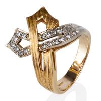 Pre-Owned 9ct Yellow Gold Stone Set Cross Over Ring 4309012