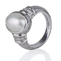 pre owned silver judith ripka oval pearl and cubic zirconia ring 43340 ...