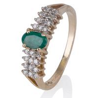 pre owned 14ct yellow gold emerald and diamond ring 4332690