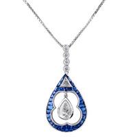 Pre-Owned Platinum Diamond and Sapphire Necklace 4314015