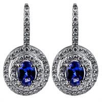pre owned 18ct white gold tanzanite and diamond drop earrings 4333008