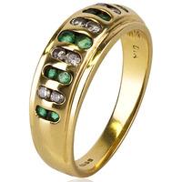 pre owned 18ct yellow gold emerald and diamond ring 4111167