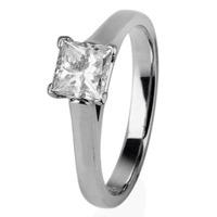 Pre-Owned 18ct White Gold Princess Cut Diamond Solitaire Ring 4332960