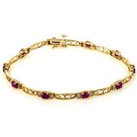 Pre-Owned 14ct Yellow Gold Ruby and Diamond Bracelet 4128935