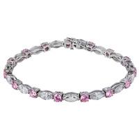 Pre-Owned 14ct White Gold Pink and White Zirconia Tennis Bracelet 4307713